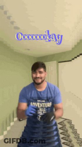 Man In Blue Adventure Shirt GIF