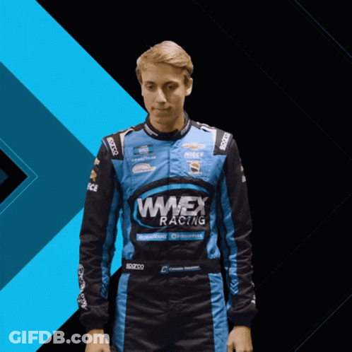Man In Blue And Black Racing Suit GIF