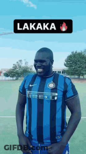 Man In Blue And Black Striped Soccer Jersey GIF