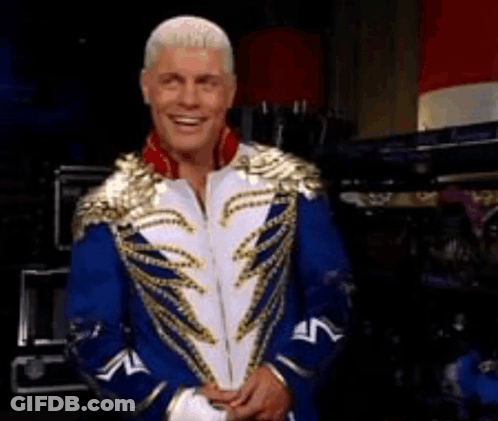 Man In Blue And Gold Costume Smiling GIF