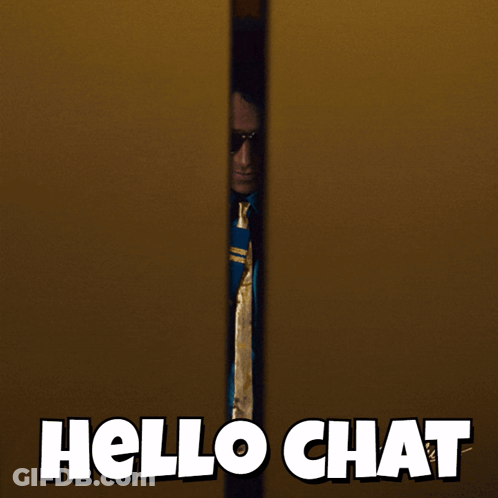Man In Blue And Gold Jacket Saying Hello Chat GIF