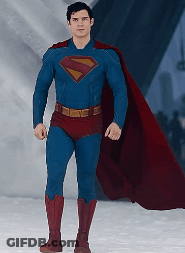 Man In Blue And Red Superman Costume GIF