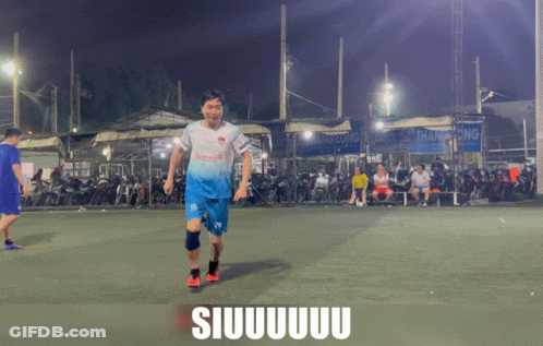 Man In Blue And White Jersey Running Siuuuuuuu GIF