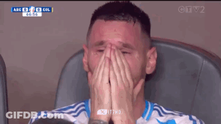 Man In Blue And White Shirt Crying Watching Game On CTV2 GIF