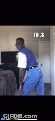 Man In Blue And White Shirt Dancing Thick GIF