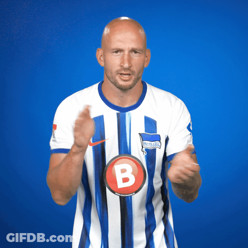 Man In Blue And White Striped Jersey With Letter B GIF
