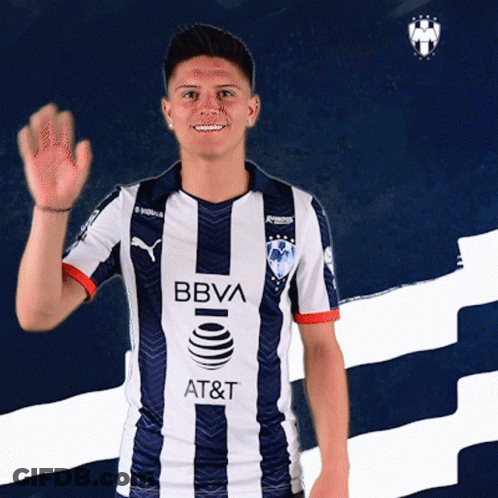 Man In Blue And White Striped Shirt With BBVA AT&T GIF