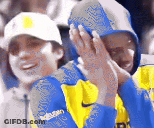 Man In Blue And Yellow Jacket With Rakuten GIF