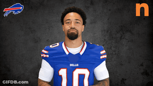 Man In Blue Bills Jersey Number 10 GIF