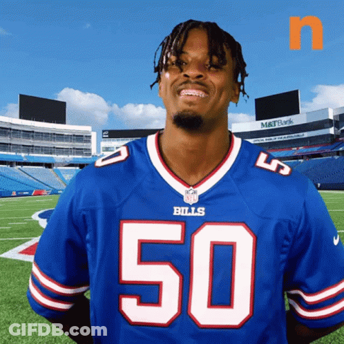 Man In Blue Bills Jersey On Field GIF