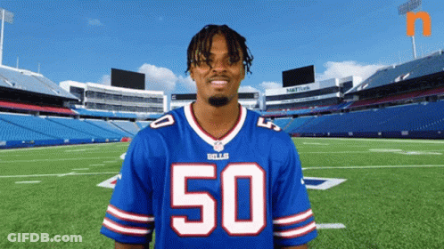 Man In Blue Bills Jersey On Football Field GIF