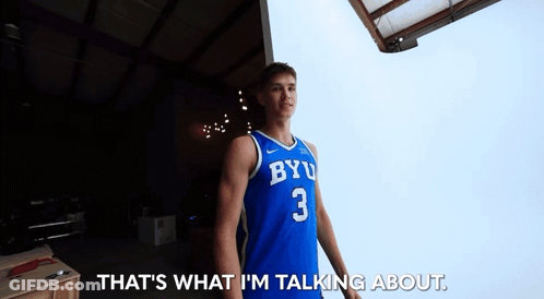 Man In Blue BYU Jersey Talking GIF
