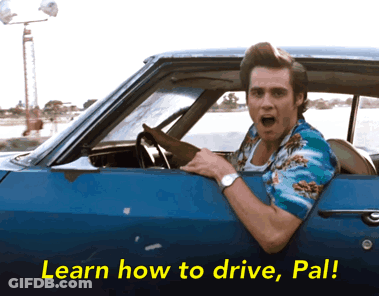 Man In Blue Car Learn How To Drive GIF