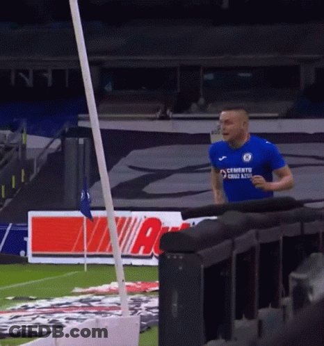 Man In Blue Cemento Cruz Azul Shirt Running GIF