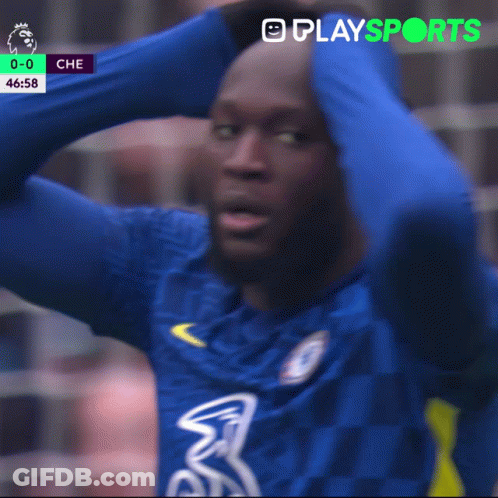 Man In Blue Chelsea Jersey Holding Head GIF