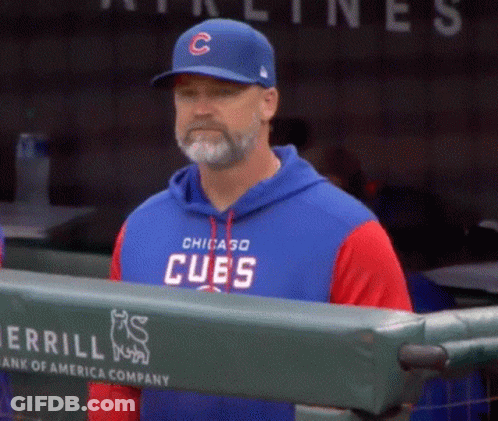 Man In Blue Chicago Cubs Sweatshirt GIF