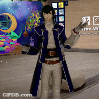 Man In Blue Coat And White Pants Before Star Mi Wall GIF