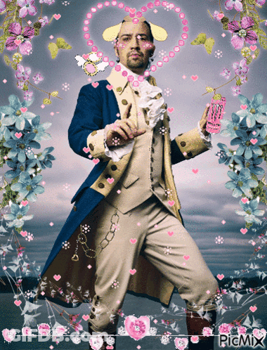 Man In Blue Coat Surrounded By Flowers And Hearts Picmix GIF
