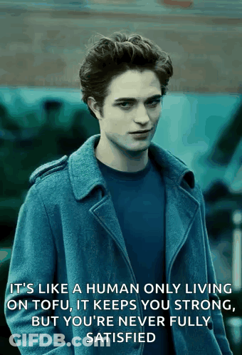 Man In Blue Coat With Tofu Quote GIF