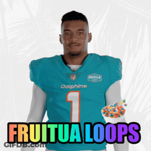 Man In Blue Dolphins Jersey Number 1 GIF