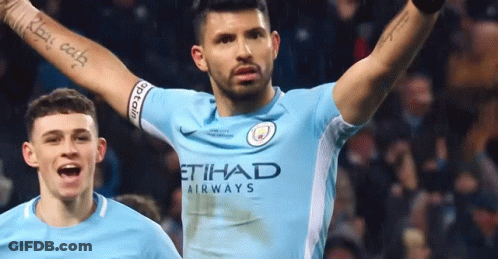Man In Blue Etihad Airways Jersey Celebrates GIF