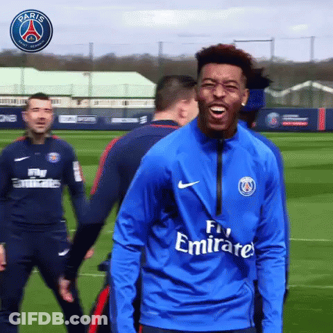 Man In Blue Fly Emirates Shirt Laughing GIF