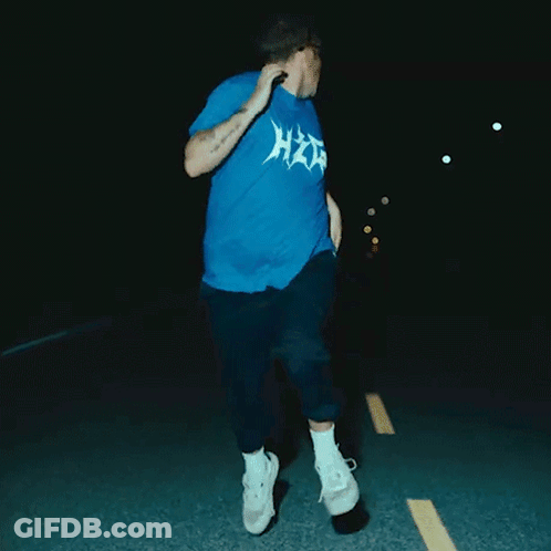 Man In Blue H2G Shirt Running GIF
