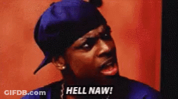 Man In Blue Hat And Bandana Shouting Hell Naw GIF