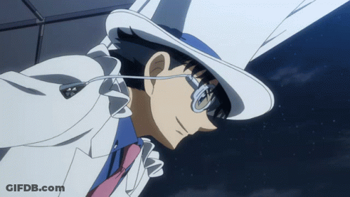 Man In Blue Hat And Glasses Looking Down GIF