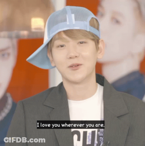 Man In Blue Hat And Suit Says I Love You Wherever You Are GIF