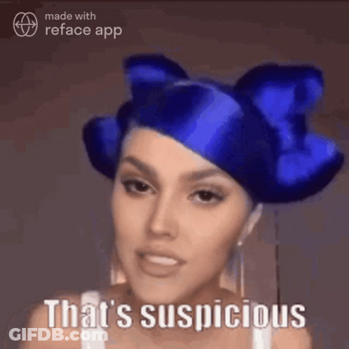 Man In Blue Hat Saying That's Suspicious GIF