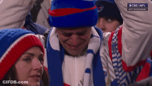 Man In Blue Hat Scarf Crying CBS NFL GIF