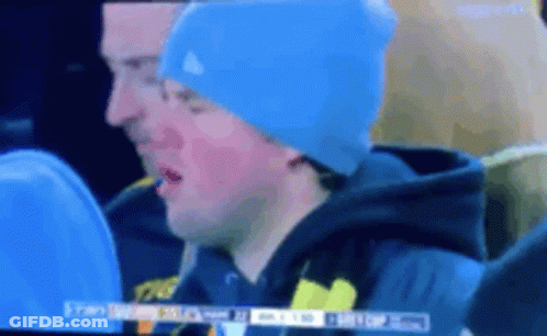 Man In Blue Hat Watching TV GIF