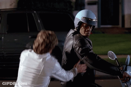 Man In Blue Helmet Being Pushed GIF