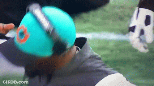 Man In Blue Helmet With Miami Dolphins Logo GIF