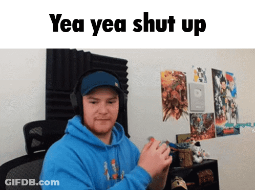 Man In Blue Hoodie Headphones Yea Yea Shut Up GIF