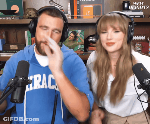 Man In Blue Hoodie Iraq And Woman In Headphones GIF