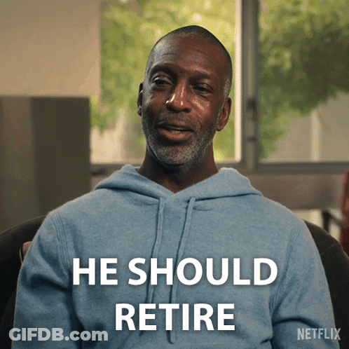 Man In Blue Hoodie Says He Should Retire GIF