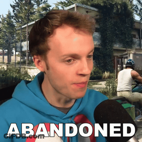 Man In Blue Hoodie Talking Into Microphone Saying Abandoned GIF