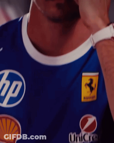 Man In Blue HP Ferrari Shirt GIF