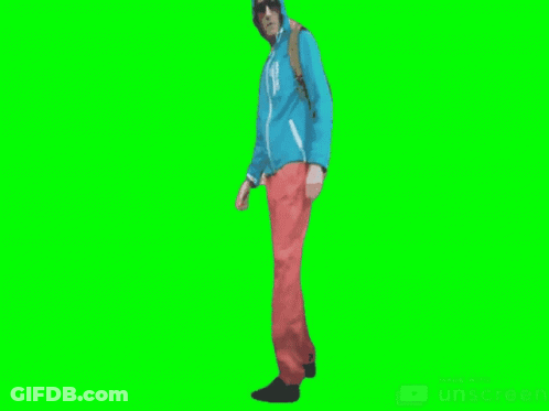 Man In Blue Jacket And Red Pants GIF