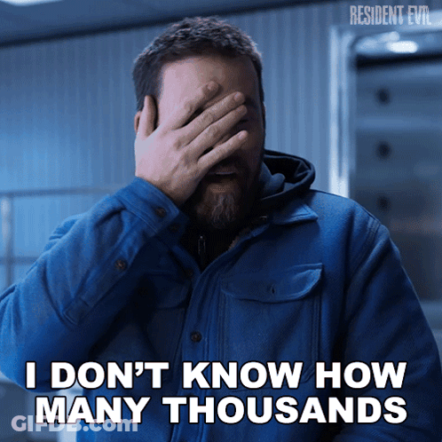 Man In Blue Jacket Covering Face Saying I Don't Know How Many Thousands GIF