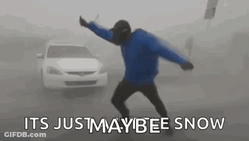 Man In Blue Jacket Dancing In Fog By Car GIF