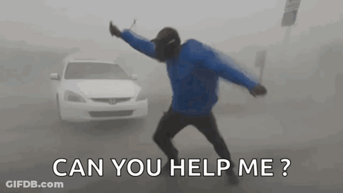 Man In Blue Jacket Dancing In Fog GIF