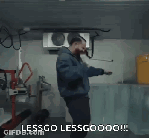 Man In Blue Jacket Dancing Lessgo Lessgoooo GIF