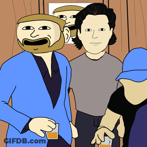 Man In Blue Jacket Holding Whiskey GIF