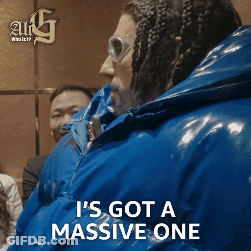 Man In Blue Jacket I's Got A Massive One GIF