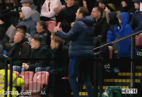 Man In Blue Jacket In Front Of Crowd With Heitse GIF