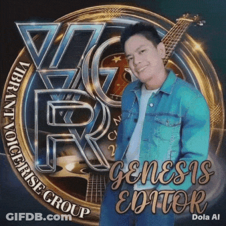 Man In Blue Jacket In Front Of Genesis Editor Logo GIF