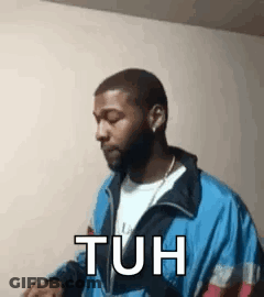 Man In Blue Jacket Making Funny Face GIF